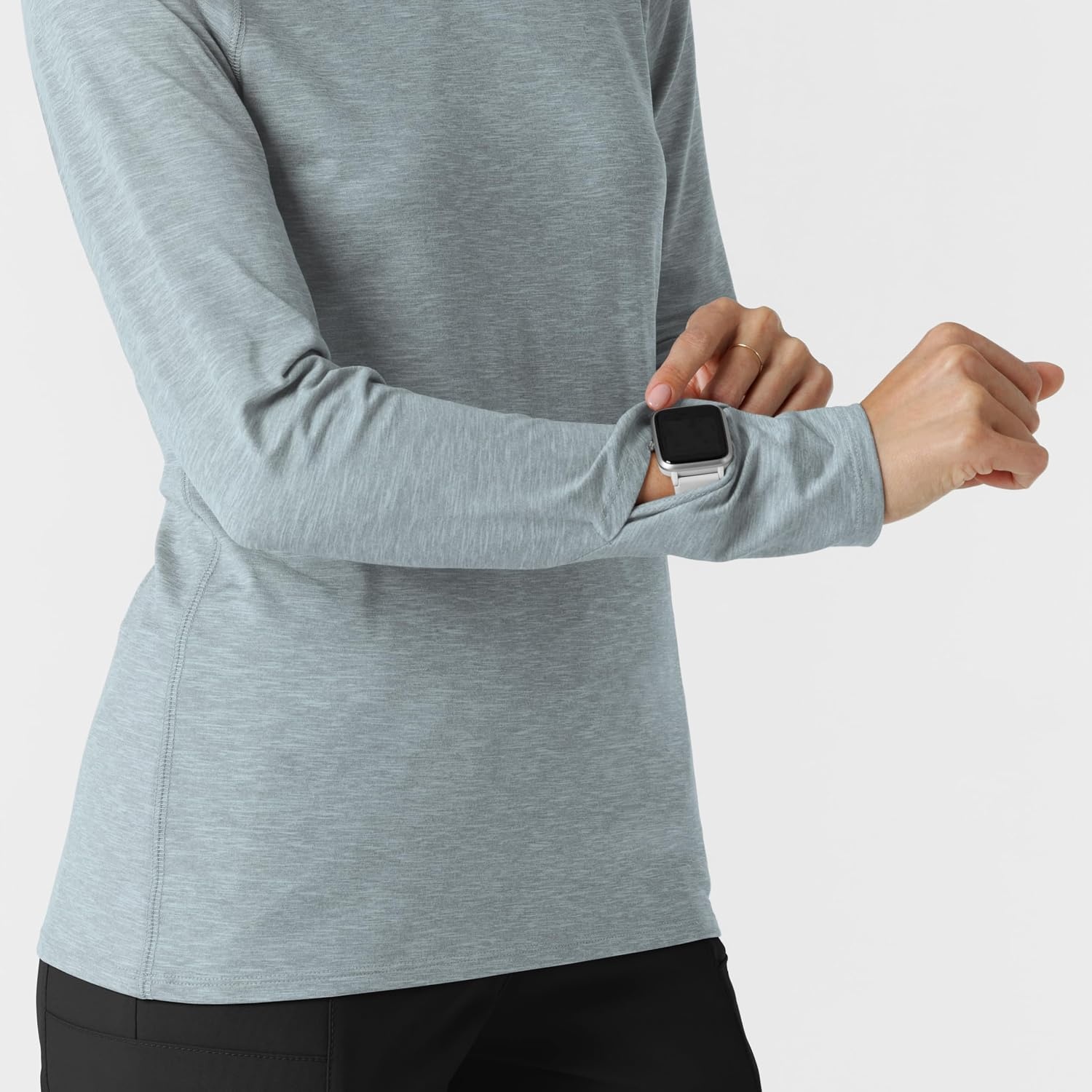 Wink Layers Women’s Watch Window Long Sleeve Underscrub Top(Grey Heather)