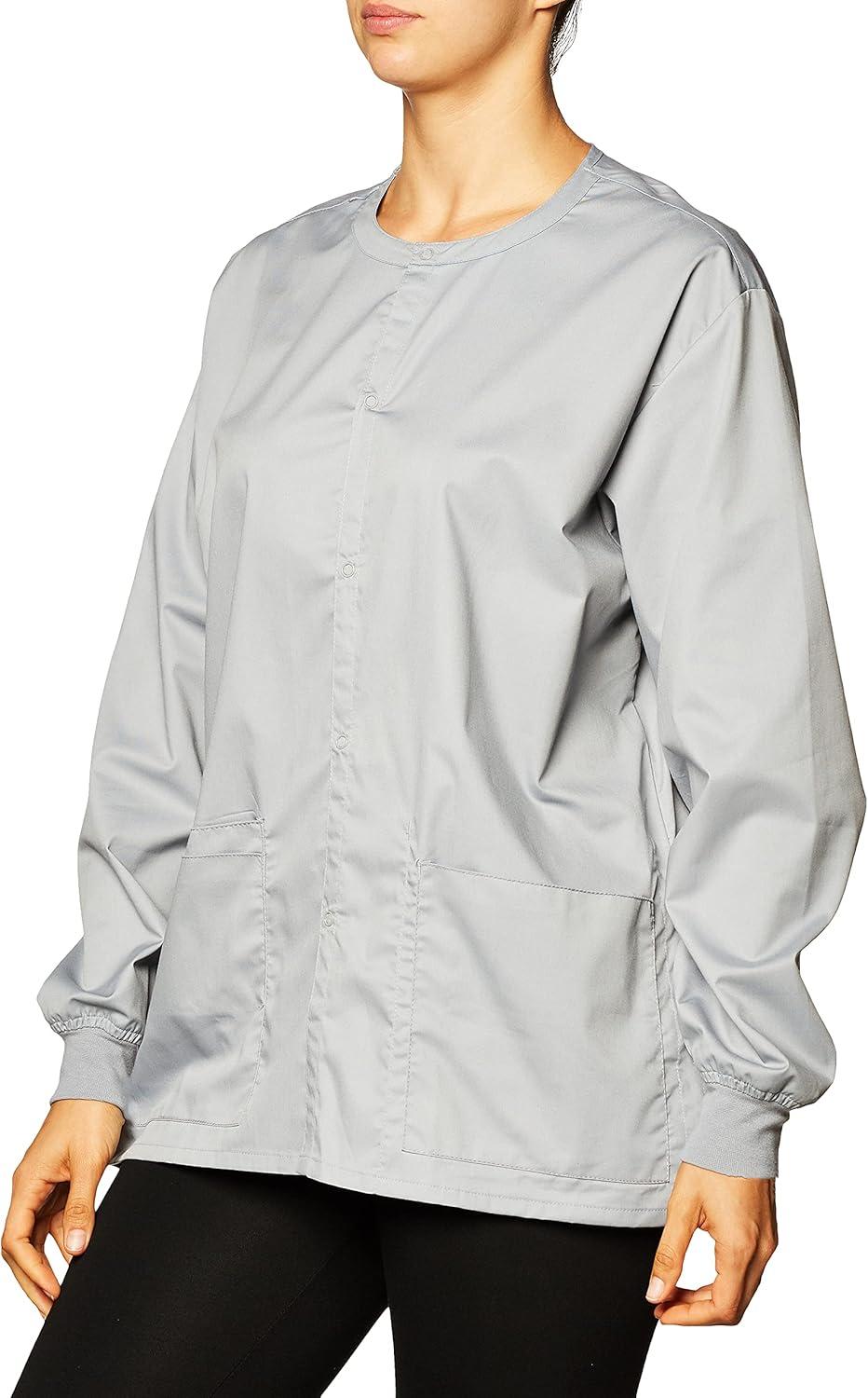 WonderWink womens Snap Front Jacket(Grey)