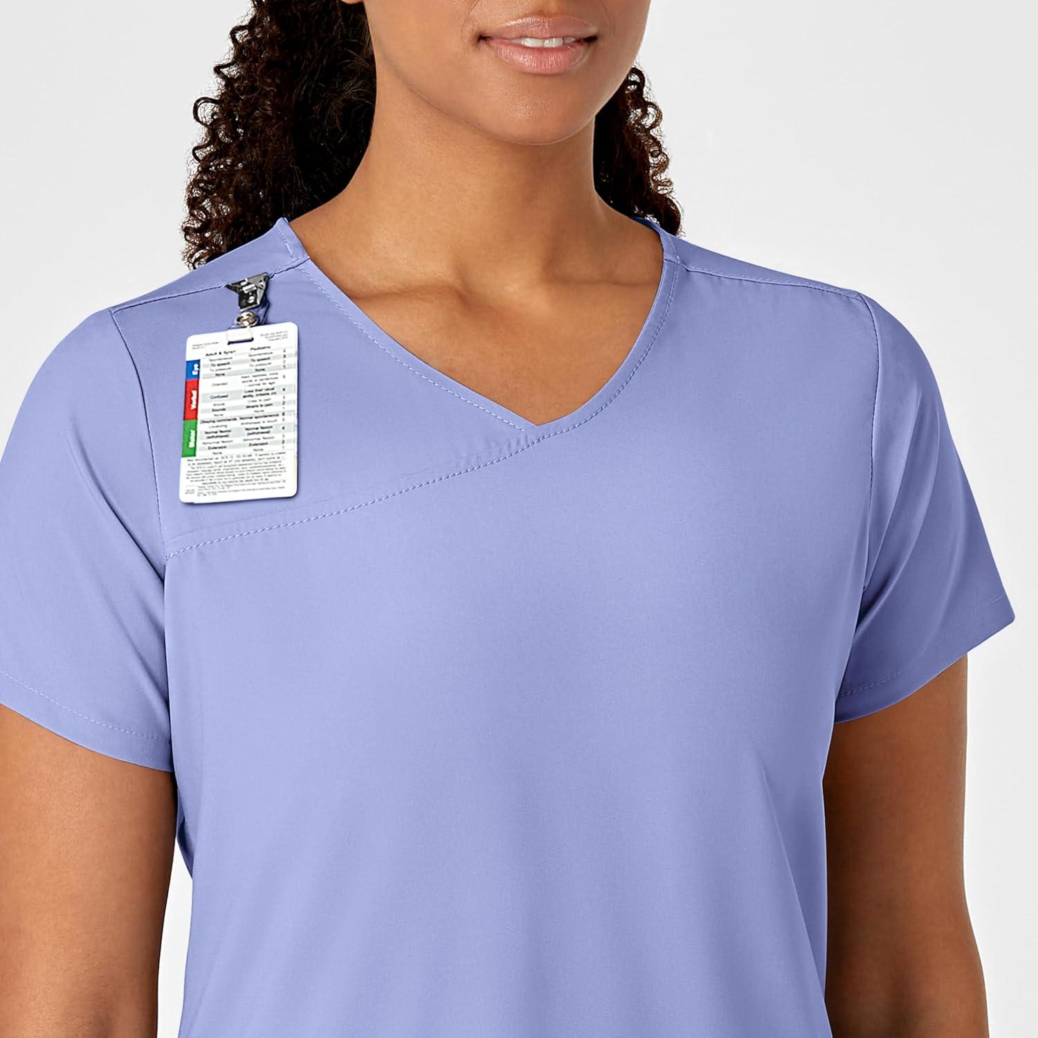 WonderWink Mens Y-Neck Wrap Top(Ceil Blue)