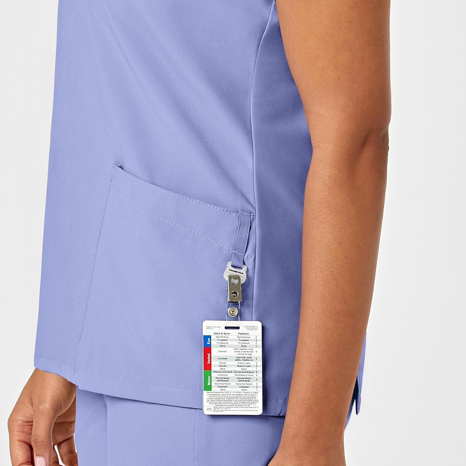 WonderWink Mens Y-Neck Wrap Top(Ceil Blue)
