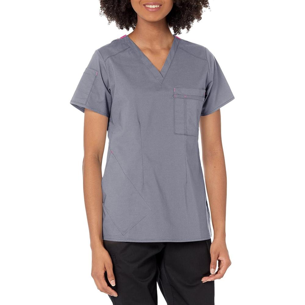 WonderWink Womens Women’s Joy V-nk Tuck-in TWomen’s Joy V-Nk Tuck-in T(Pewter)