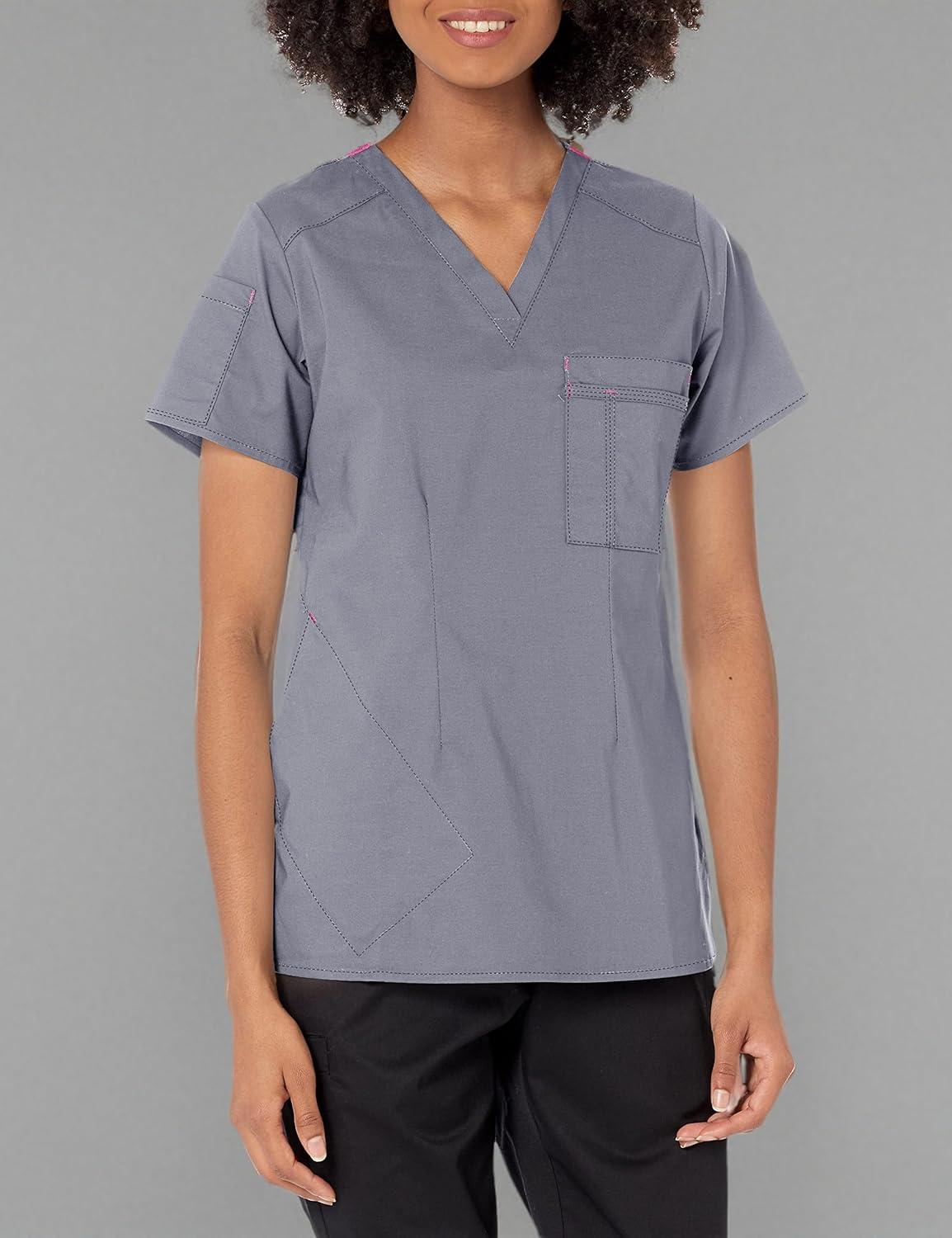 WonderWink Womens Women’s Joy V-nk Tuck-in TWomen’s Joy V-Nk Tuck-in T(Pewter)