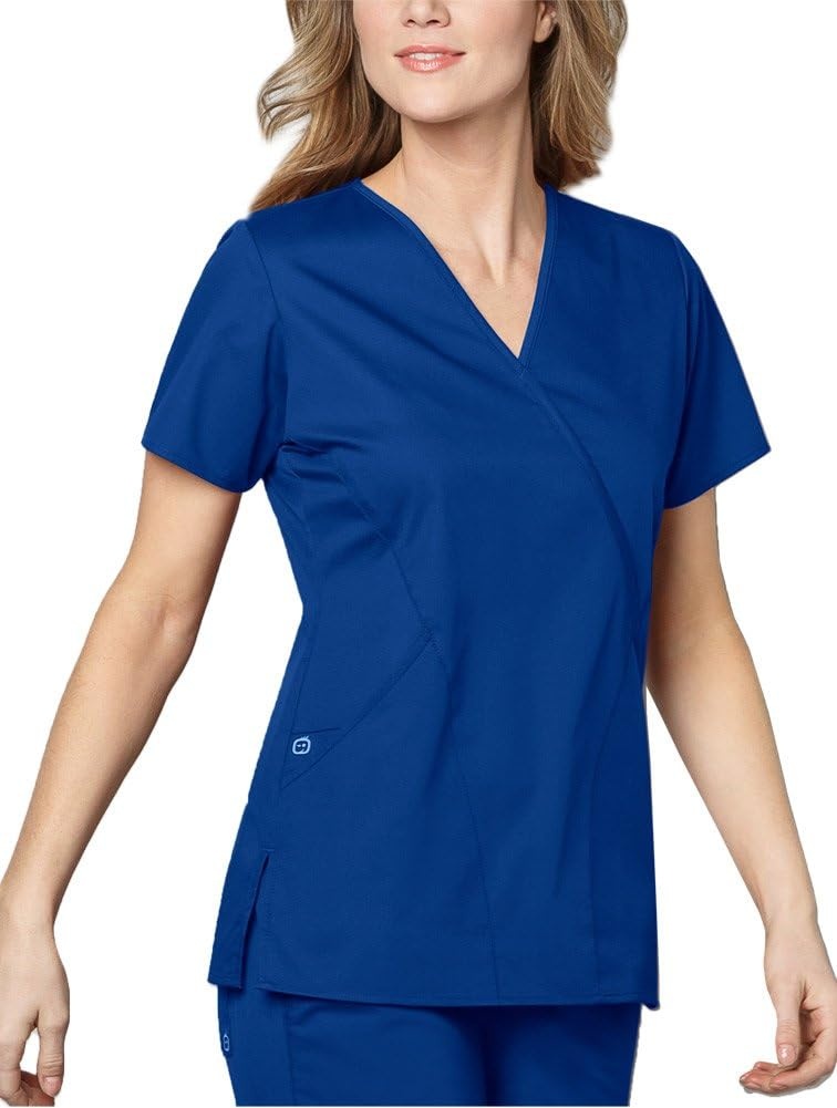 Wink W123 Women’s Mock Wrap Scrub Top(Galaxy Blue)