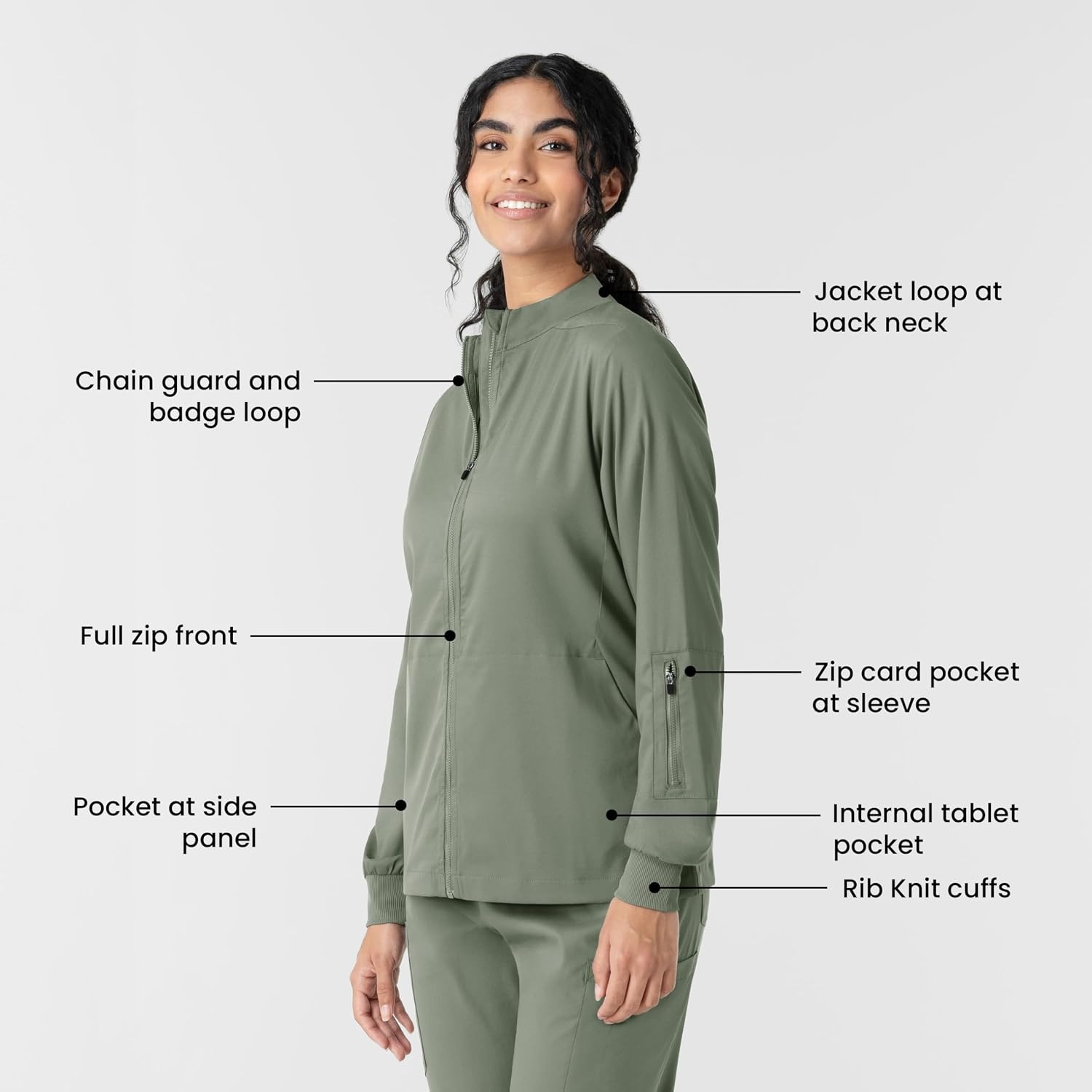 WINK Boundless Women’s Warm Up Scrub Jacket(Sage)