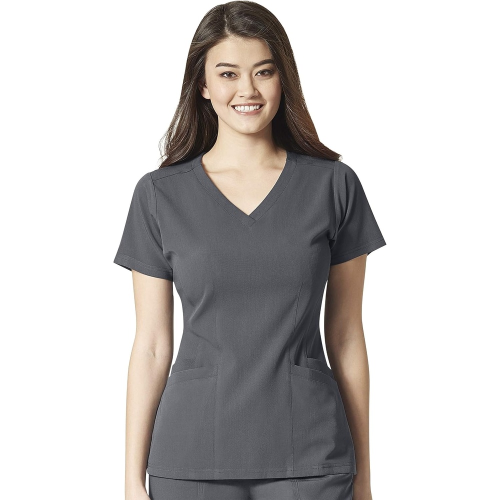 WonderWink Women’s Women’s Flex Back V-Neck Scrub Top(Pewter)