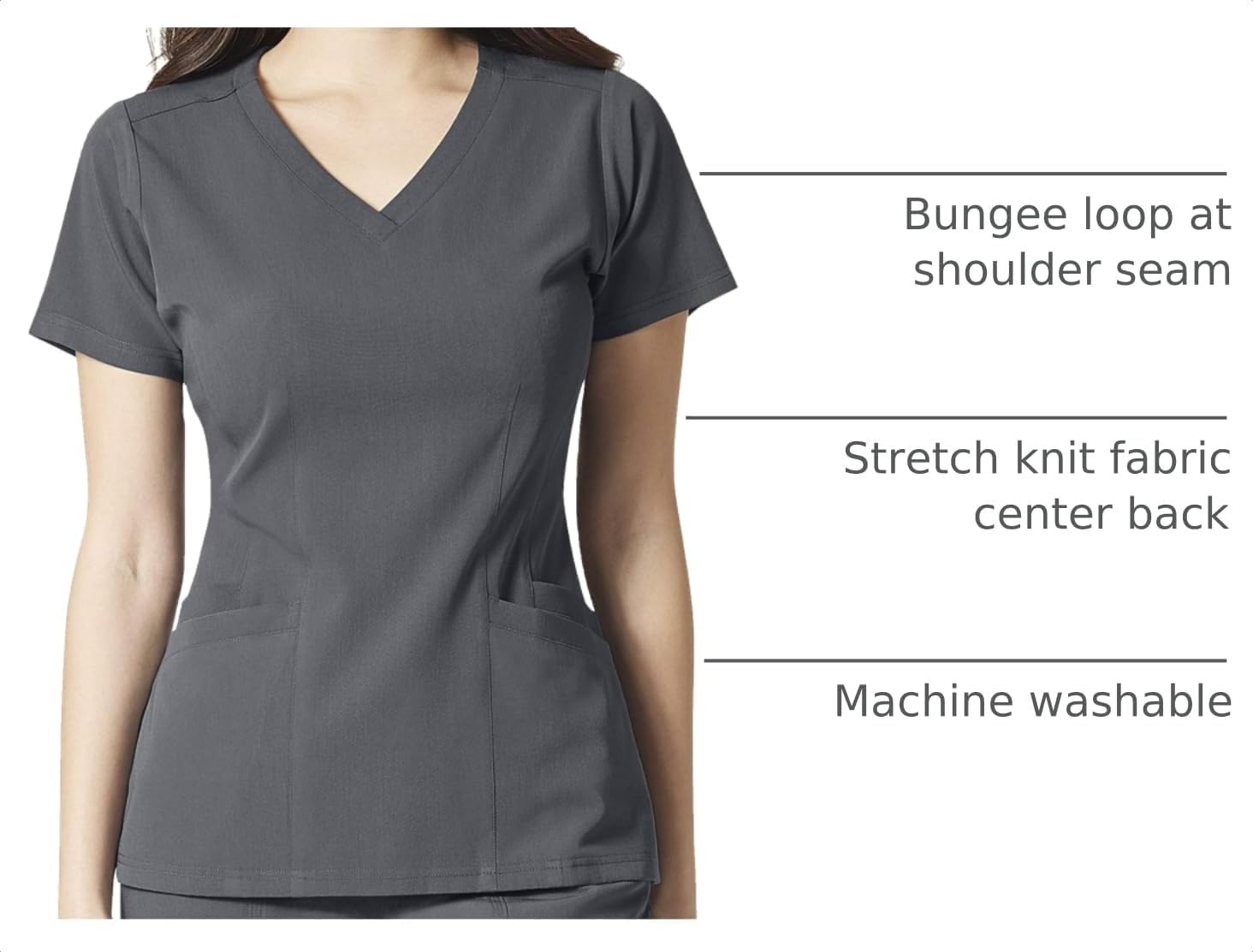 WonderWink Women’s Women’s Flex Back V-Neck Scrub Top(Pewter)