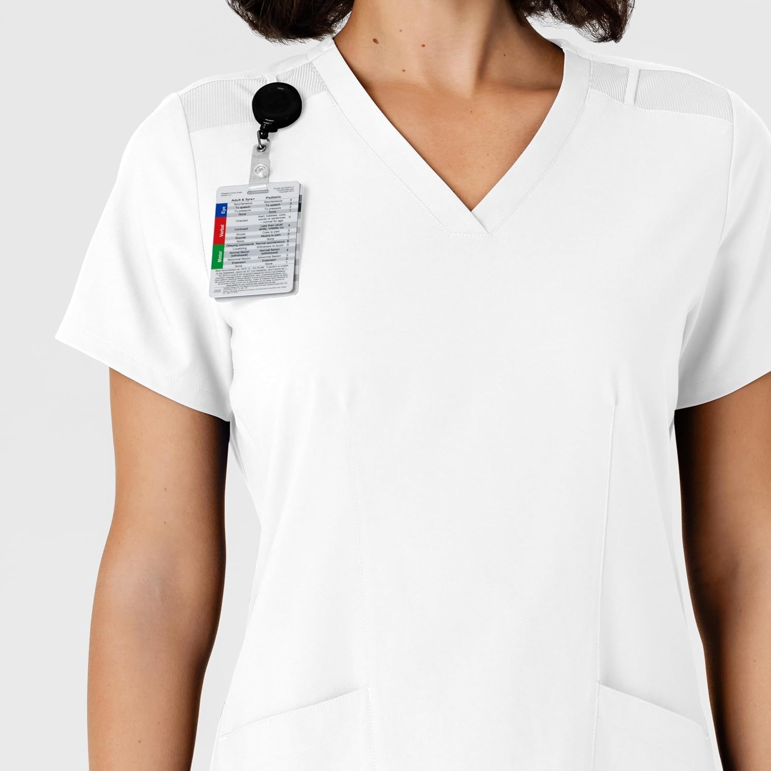WINK Women’s Women’s Flex-n-reach Side Panel V-neck Scrub Top(White)