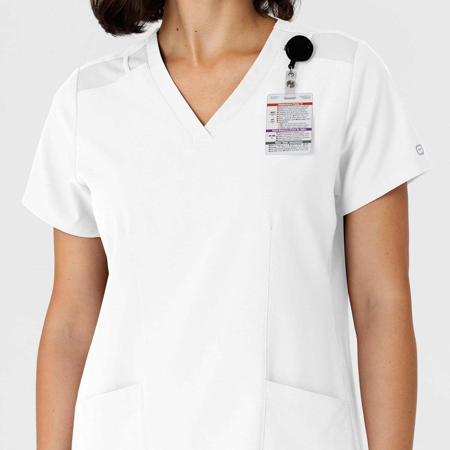 WINK Women’s Women’s Flex-n-reach Side Panel V-neck Scrub Top(White)