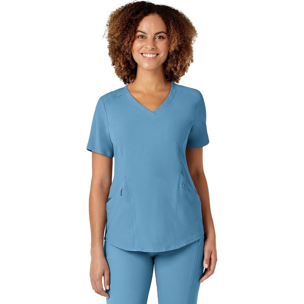 Wink Women’s Women’s V-Neck Scrub Top(Bay Blue)