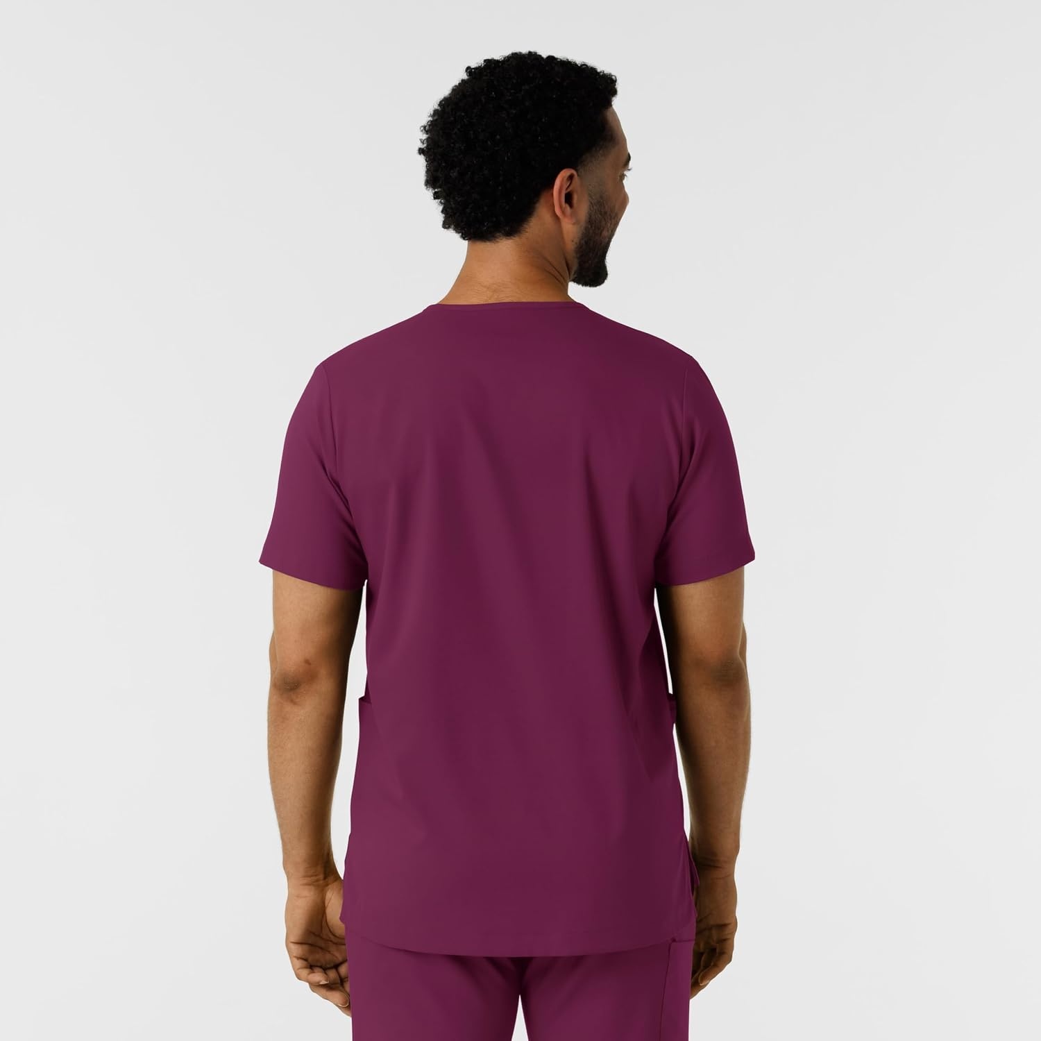 Wink Boundless Men’s Multi Pocket V-Neck Scrub Top(Wine)