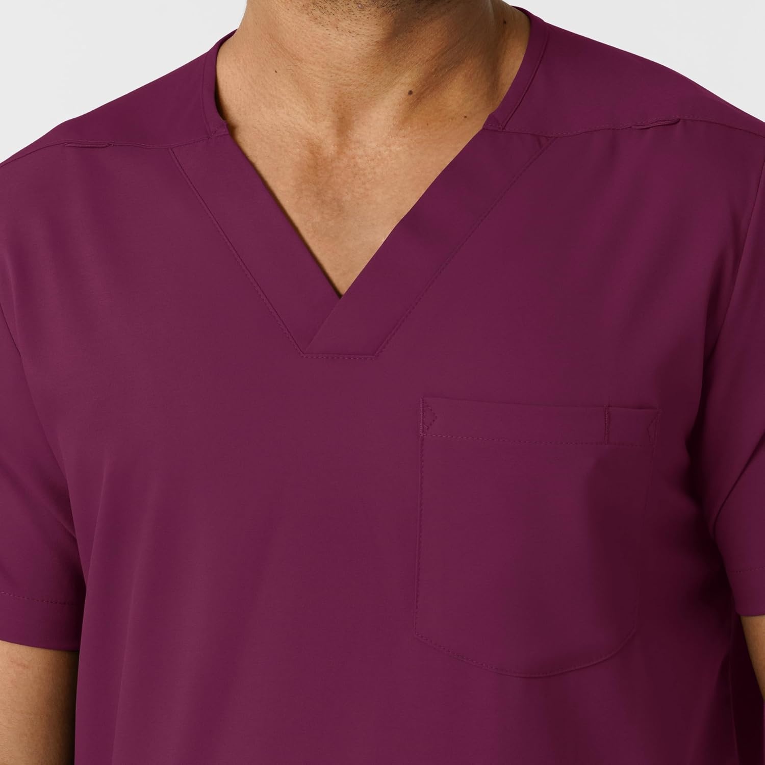 Wink Boundless Men’s Multi Pocket V-Neck Scrub Top(Wine)