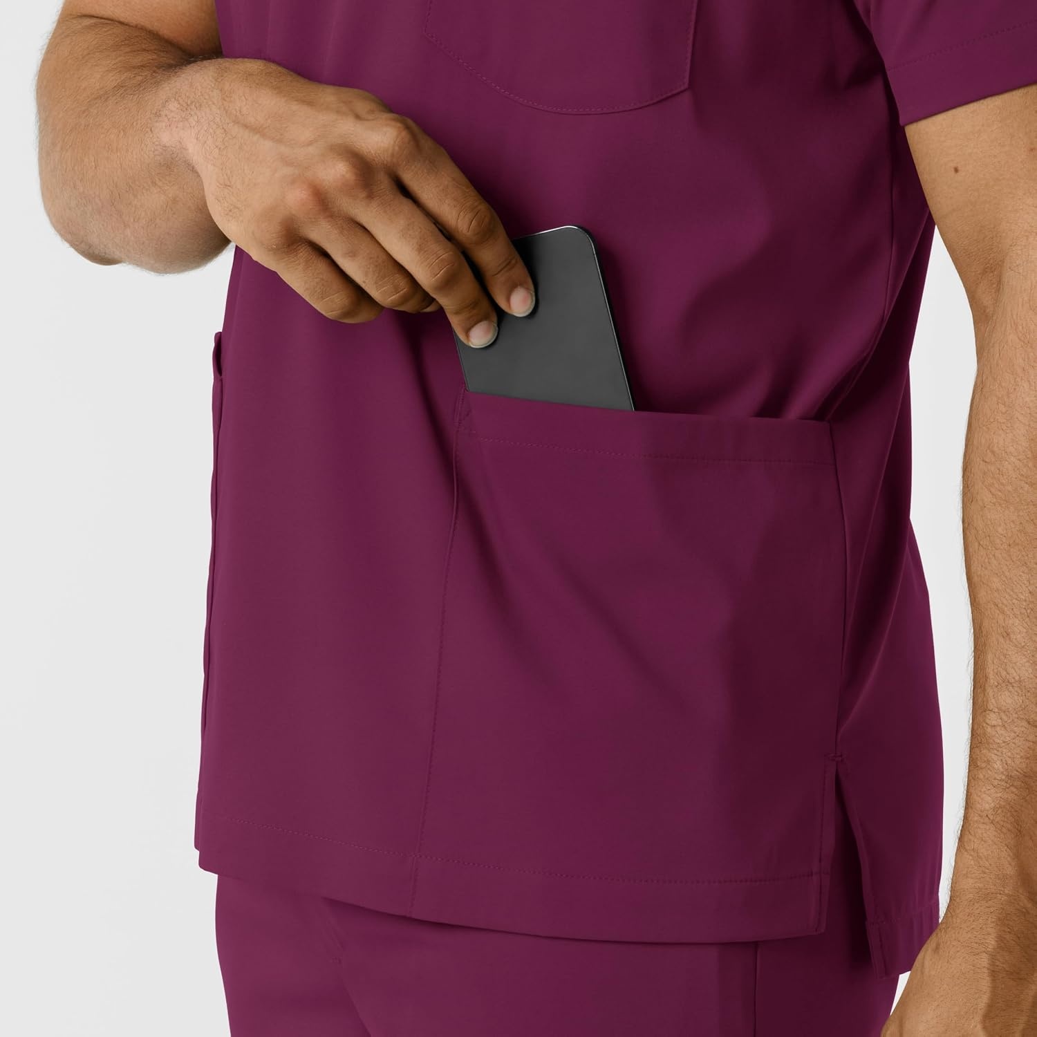 Wink Boundless Men’s Multi Pocket V-Neck Scrub Top(Wine)