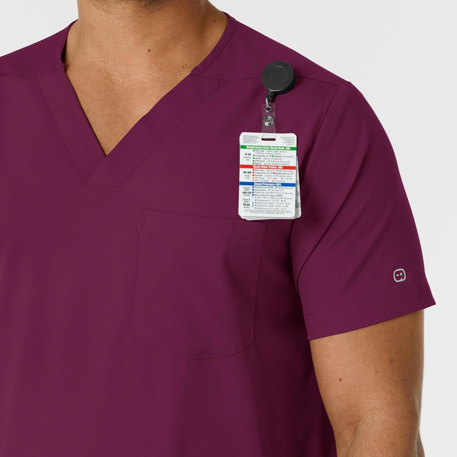 Wink Boundless Men’s Multi Pocket V-Neck Scrub Top(Wine)