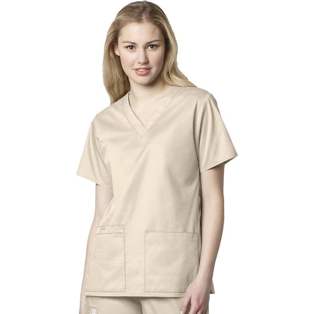 Wink WonderWORK Women’s V-Neck Scrub Top, Khaki, 4XL