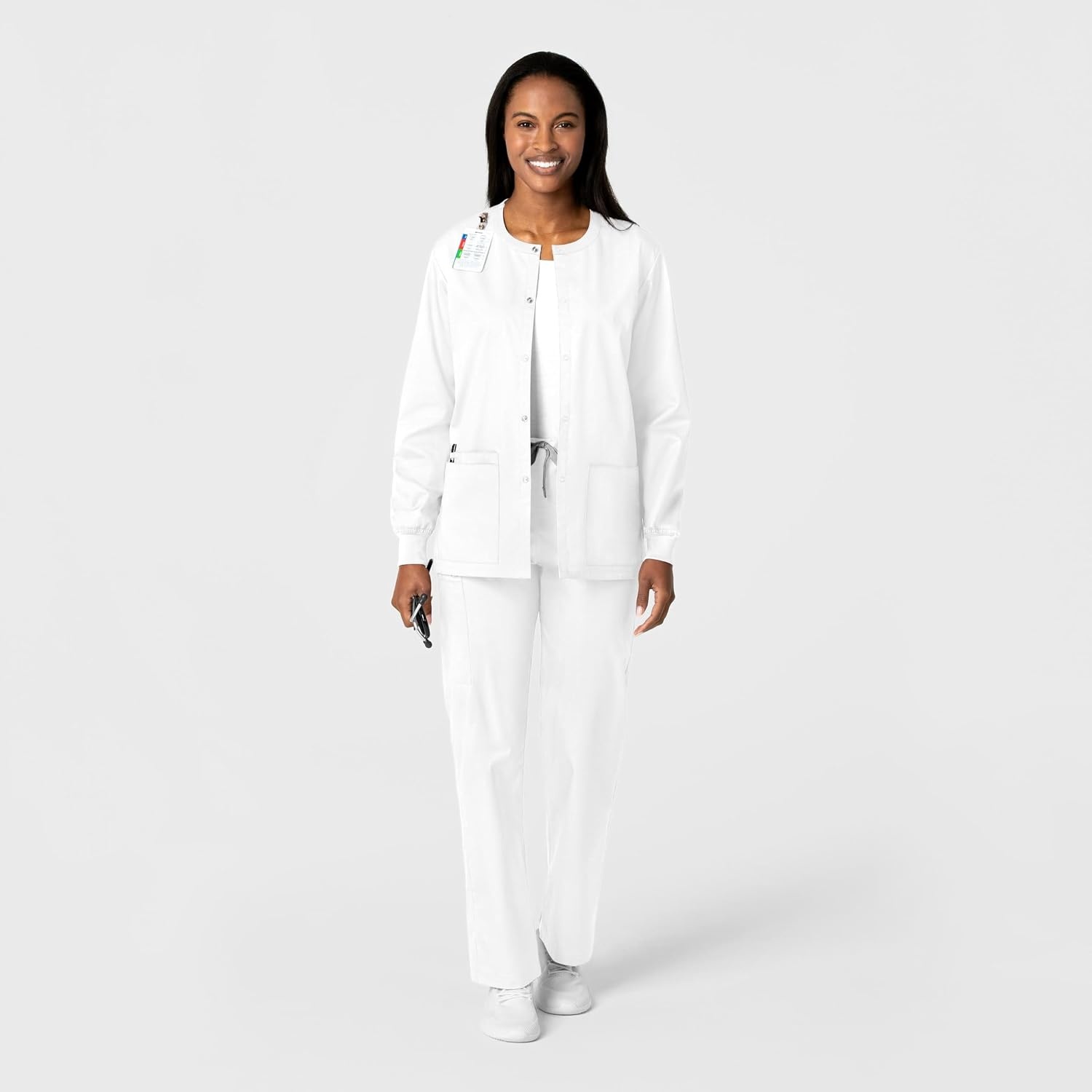 WonderWink Unisex Adult Unisex Snap Front Jacket(White)