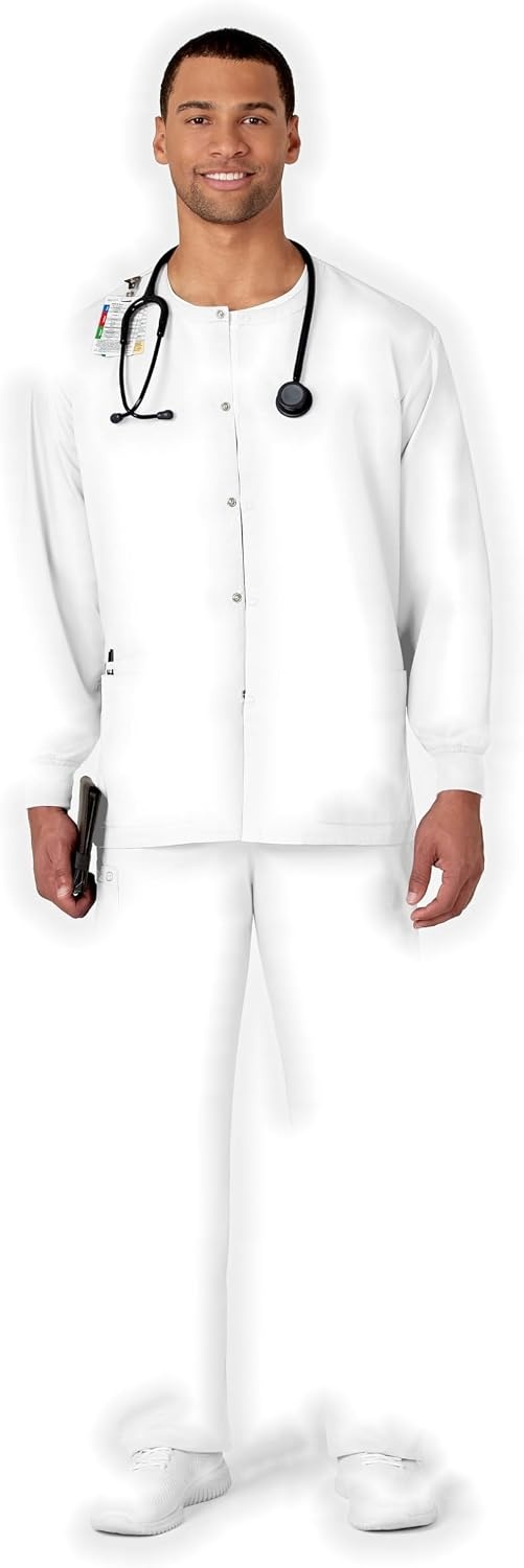 WonderWink Unisex Adult Unisex Snap Front Jacket(White)