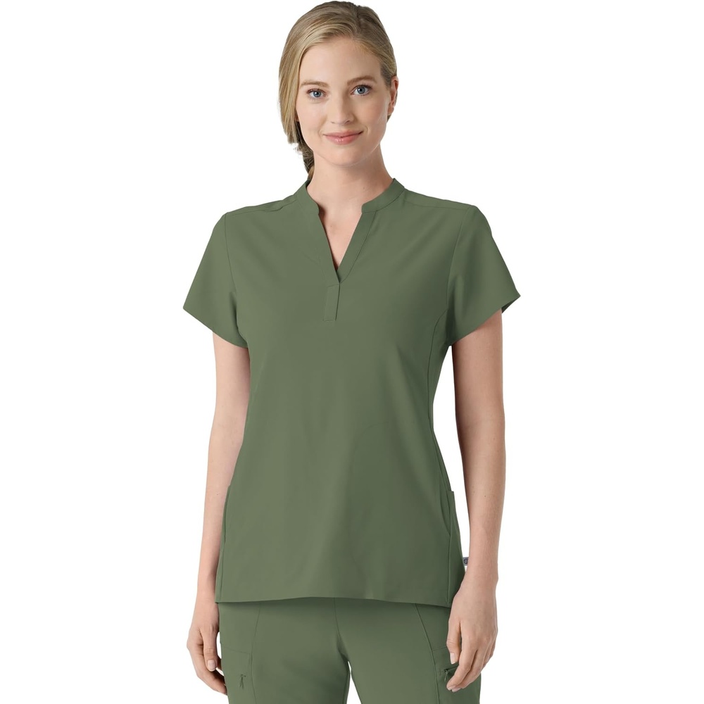 Wink Renew Women’s Mandarin Collar Scrub Top(Olive)
