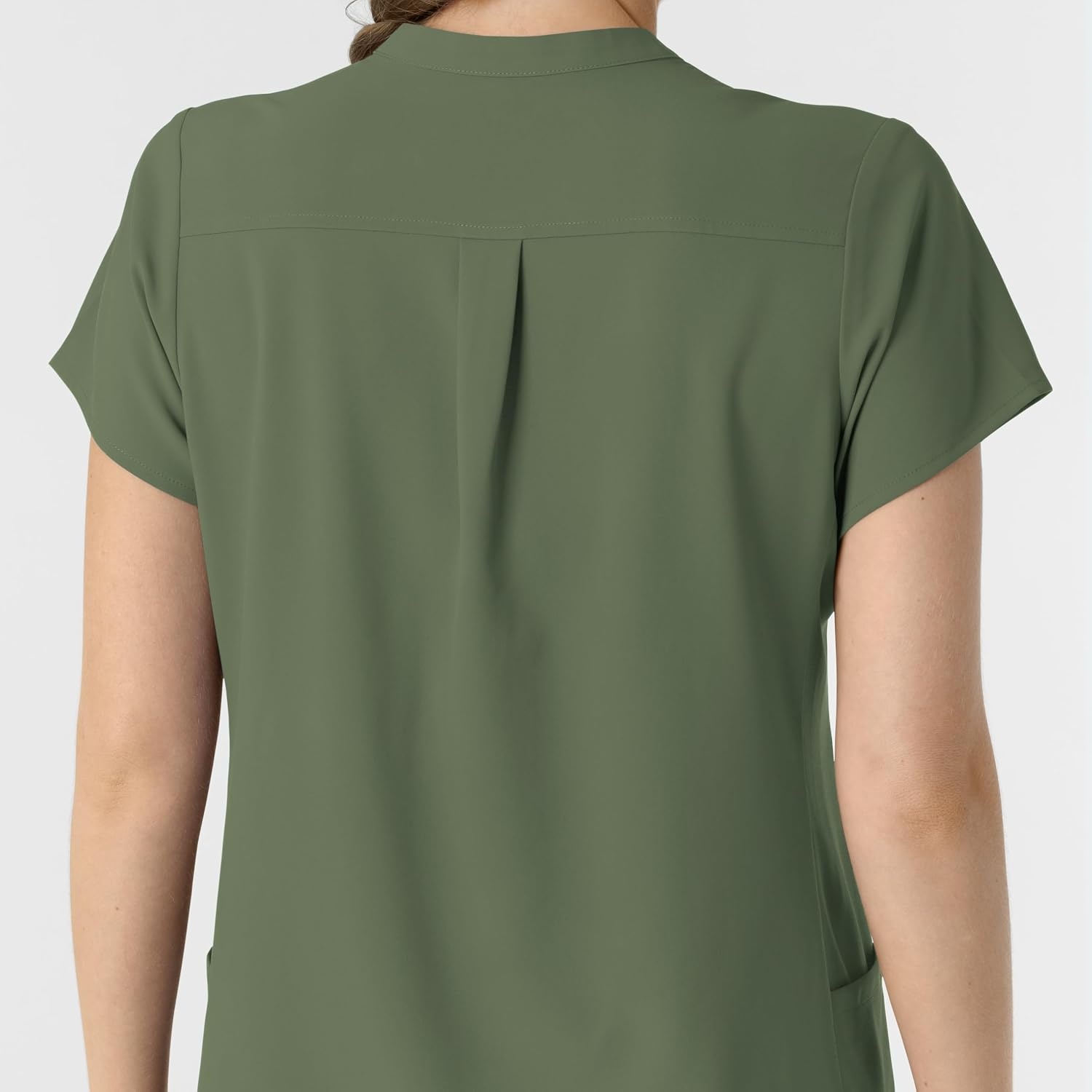 Wink Renew Women’s Mandarin Collar Scrub Top(Olive)