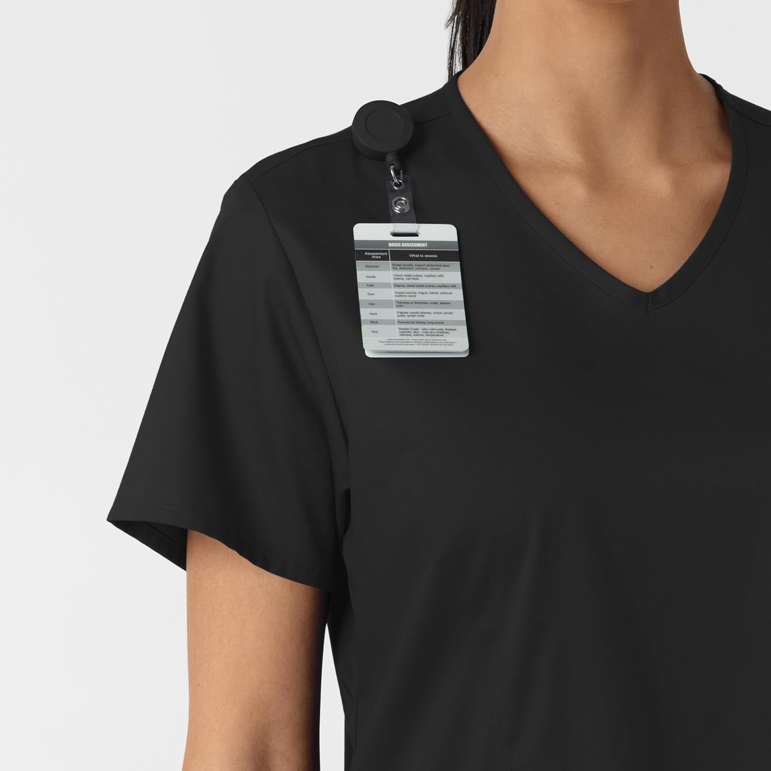 Wink Work Women’s Curved V-Neck Scrub Top(Black)