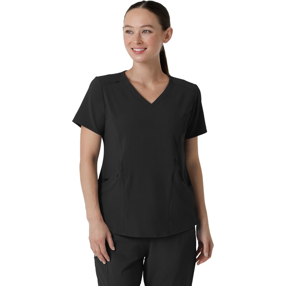 WonderWink womens Renew Women’s V-neck Top Medical Scrubs, Black, XX-Large US
