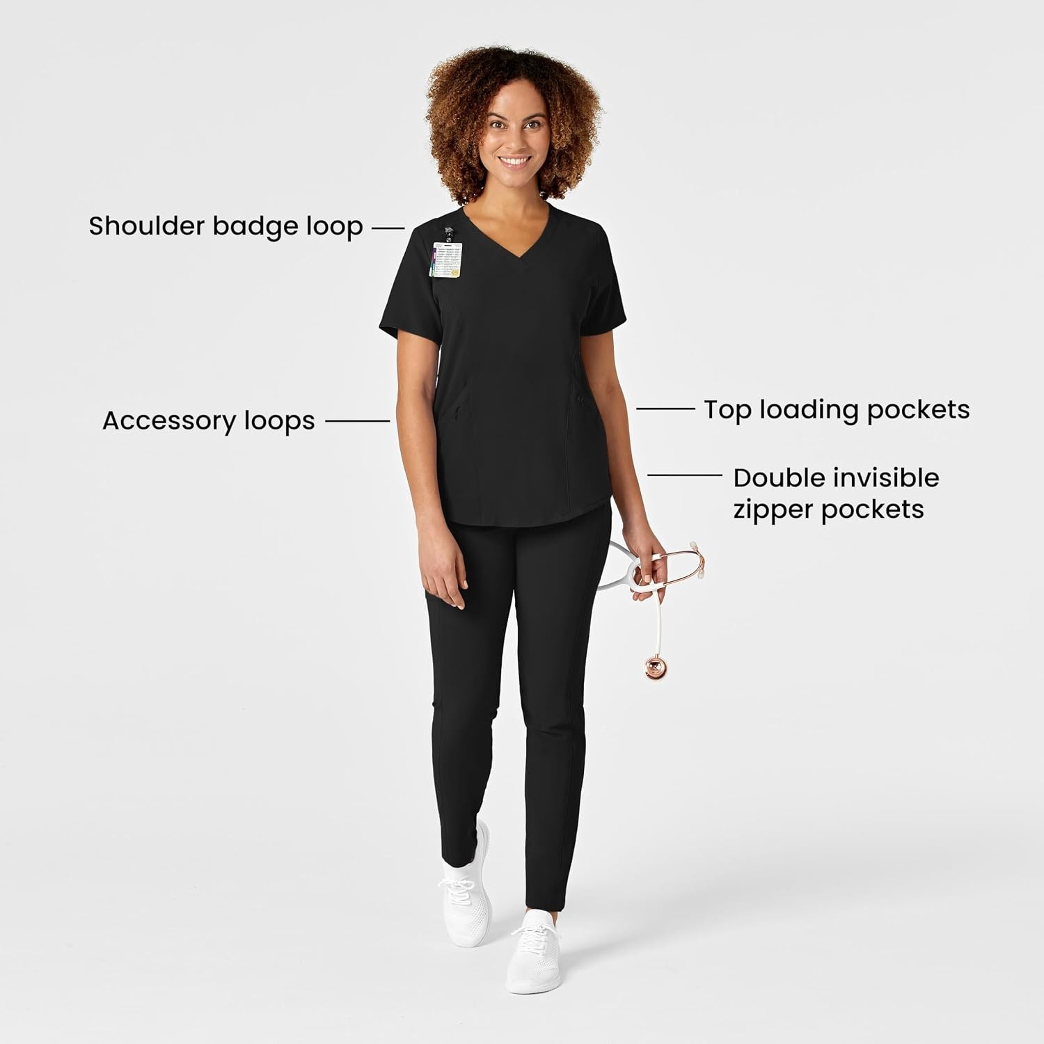 WonderWink womens Renew Women’s V-neck Top Medical Scrubs, Black, XX-Large US