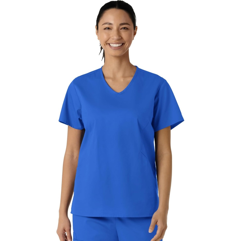Wink Work Women’s Curved V-Neck Scrub Top(Royal)