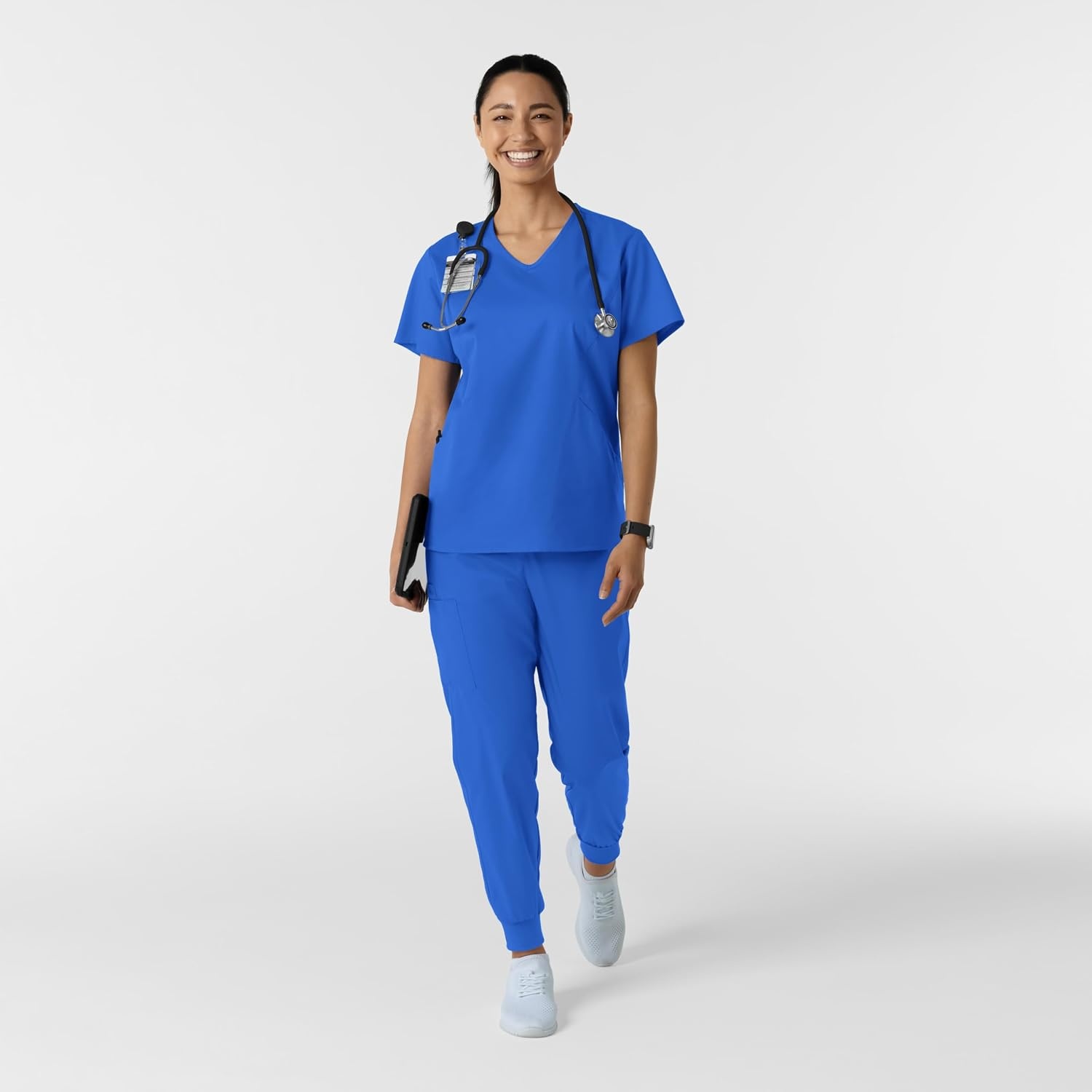Wink Work Women’s Curved V-Neck Scrub Top(Royal)