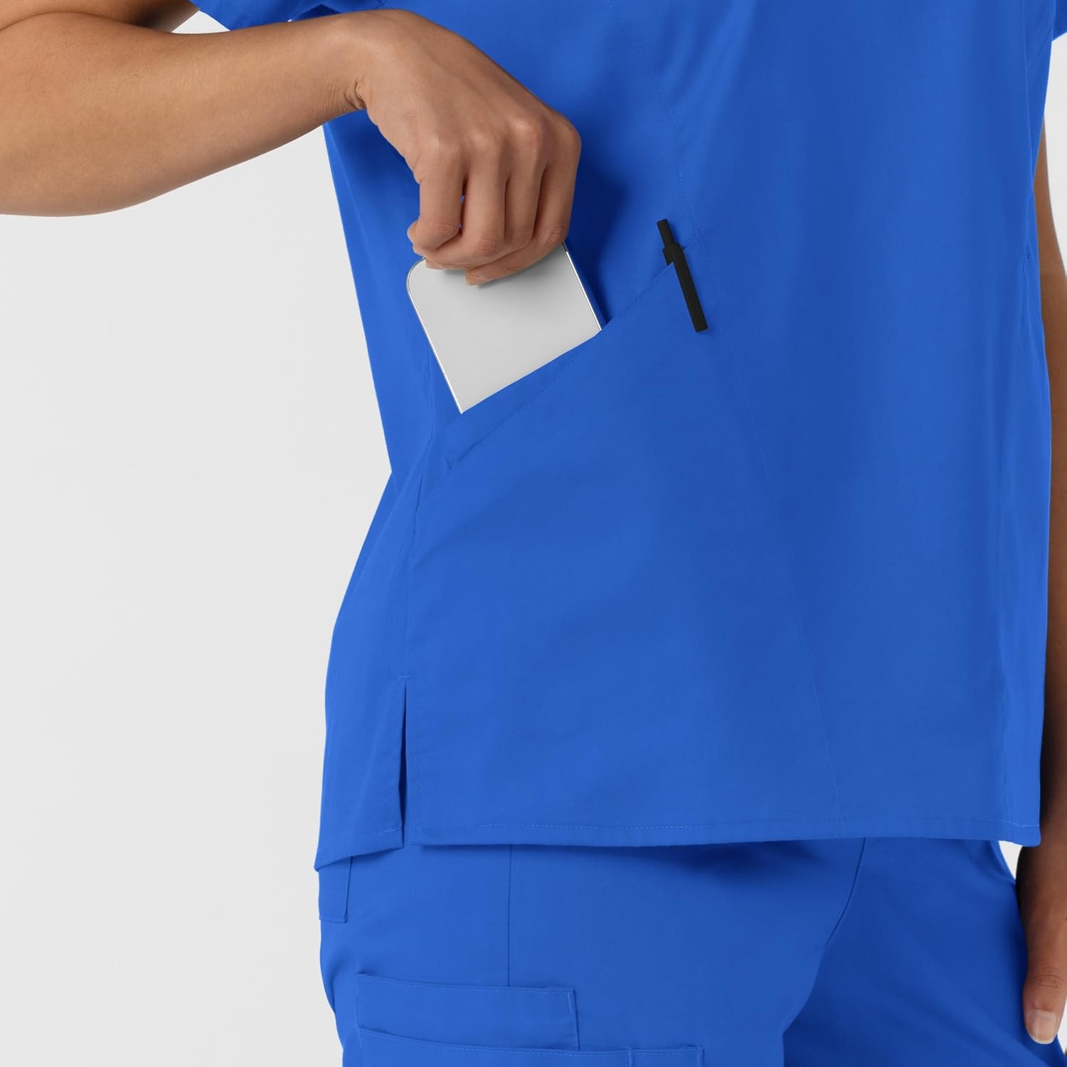 Wink Work Women’s Curved V-Neck Scrub Top(Royal)
