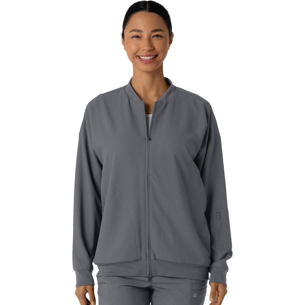 WINK Layers Women’s Bomber Scrub Jacket(Pewter)