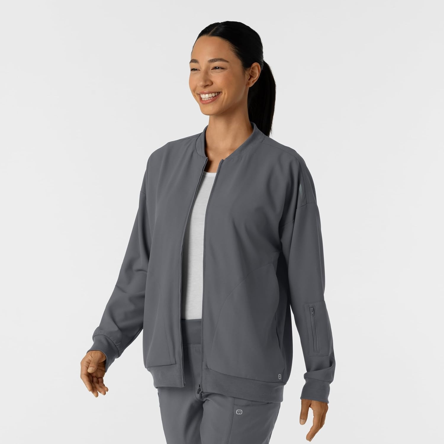 WINK Layers Women’s Bomber Scrub Jacket(Pewter)