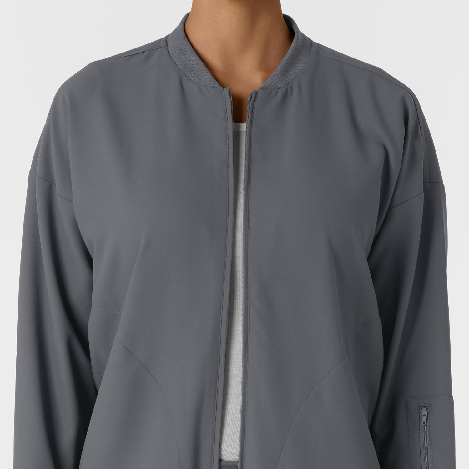 WINK Layers Women’s Bomber Scrub Jacket(Pewter)