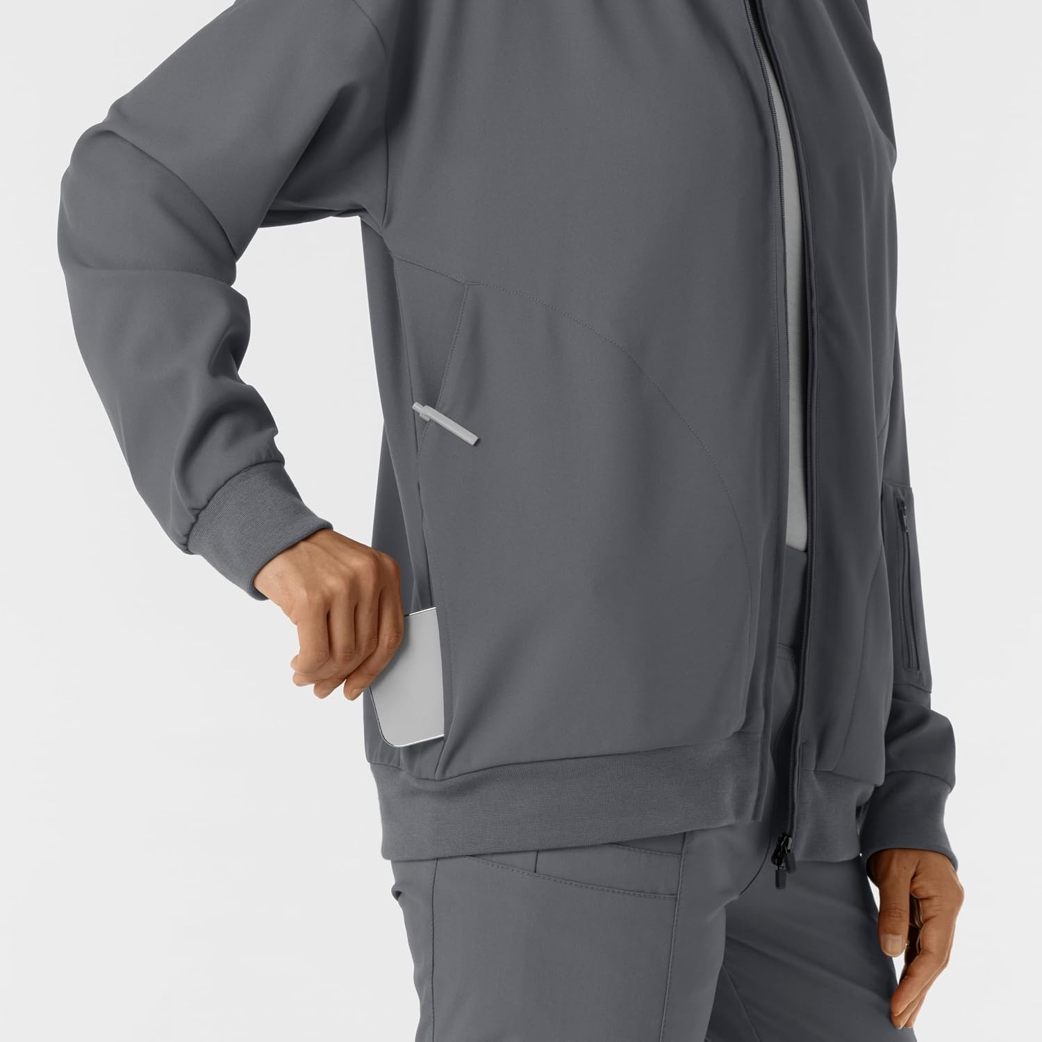 WINK Layers Women’s Bomber Scrub Jacket(Pewter)