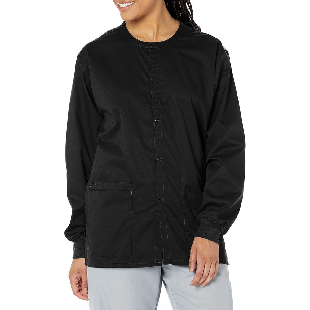 WonderWink Unisex Adult Unisex Snap Front Jacket(Black)