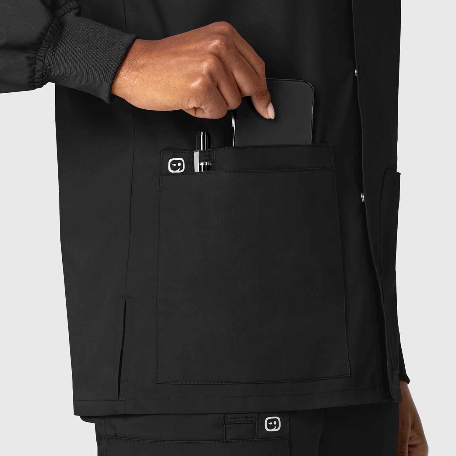 WonderWink Unisex Adult Unisex Snap Front Jacket(Black)