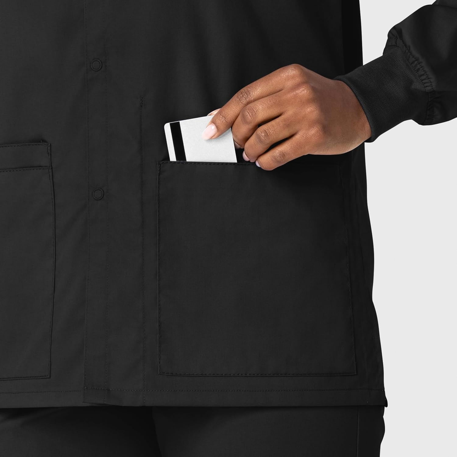 WonderWink Unisex Adult Unisex Snap Front Jacket(Black)