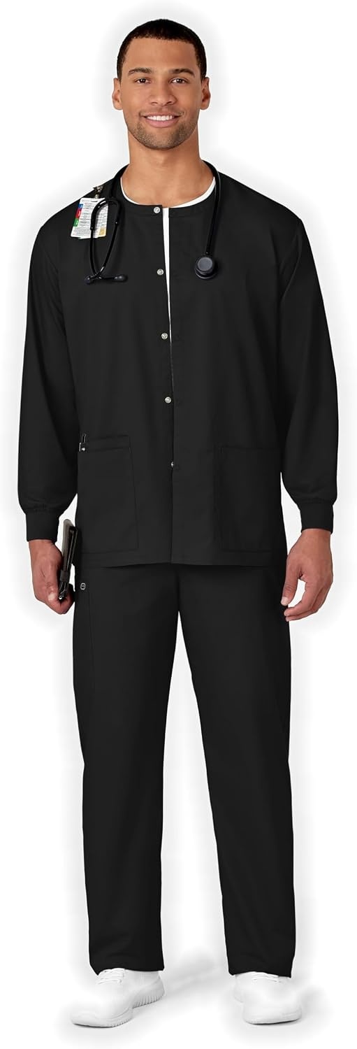 WonderWink Unisex Adult Unisex Snap Front Jacket(Black)