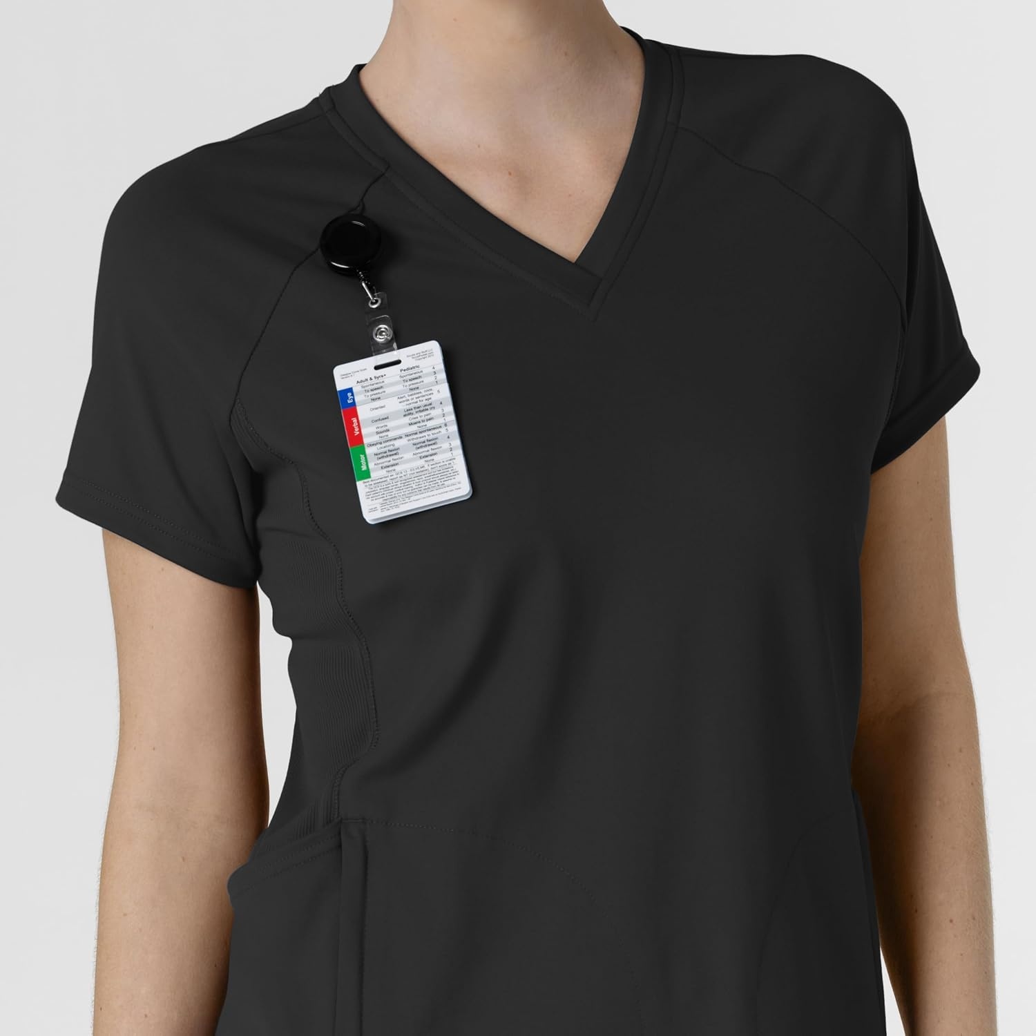 Wink Renew Women’s Flex-n-Reach V-Neck Raglan Scrub Top(Black)