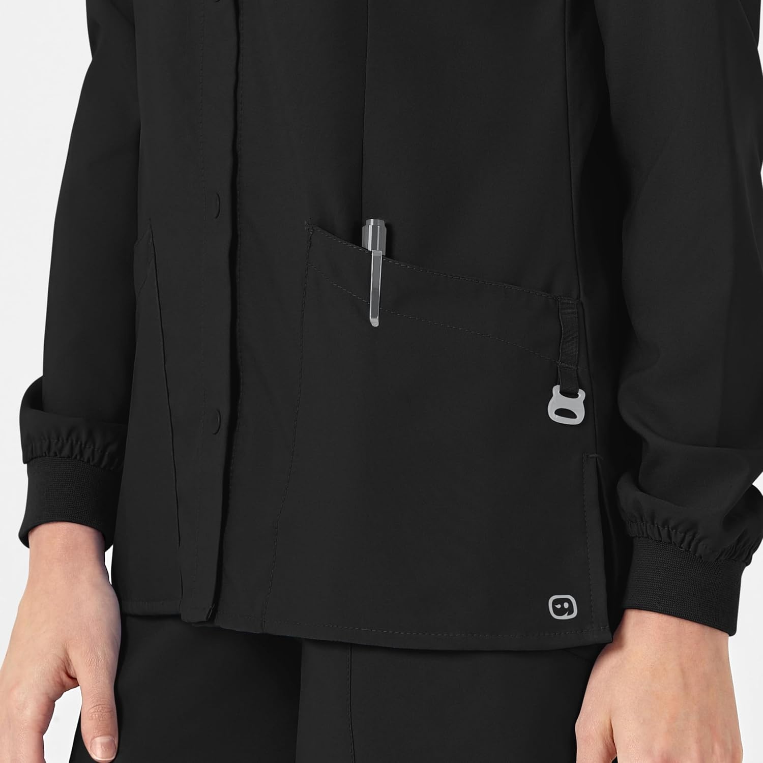 Wink W123 Women’s Crew Neck Warm Up Jacket(Black)