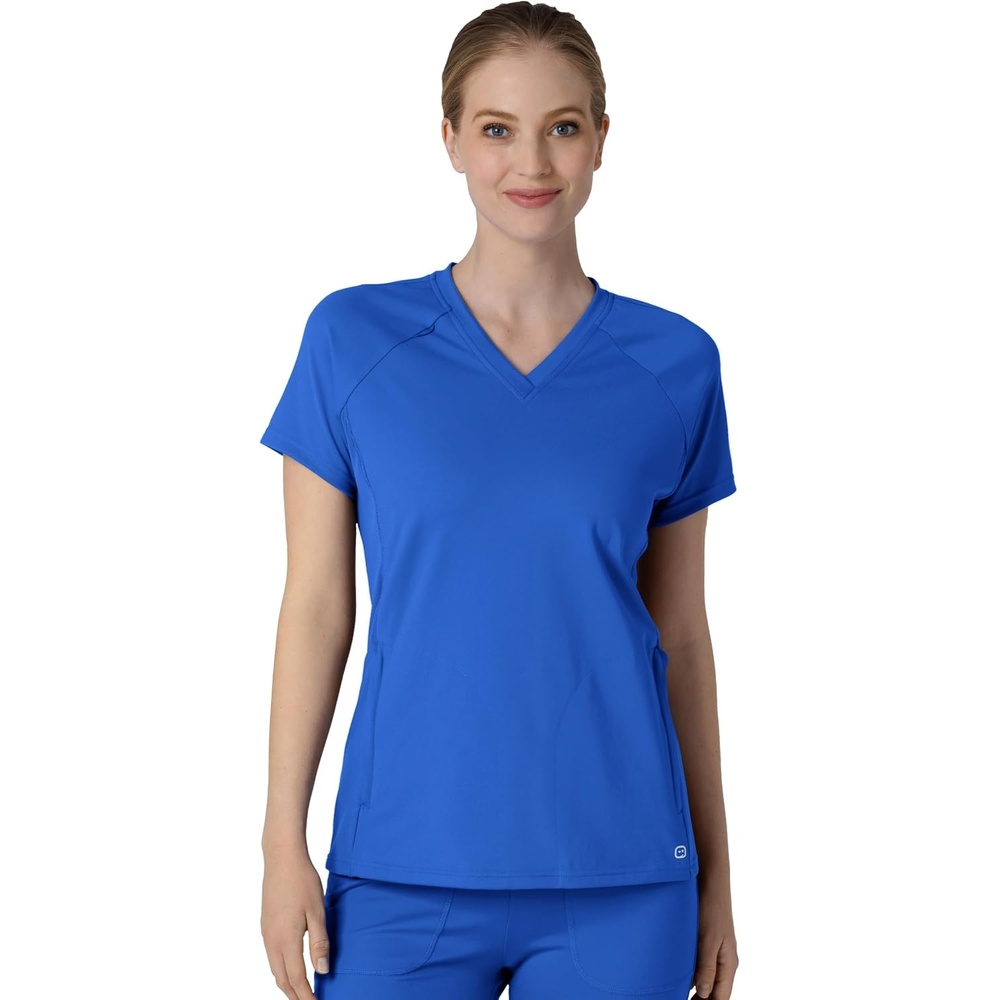 Wink Renew Knit Women’s Flex-n-Reach V-Neck Raglan Scrub Top(Royal)