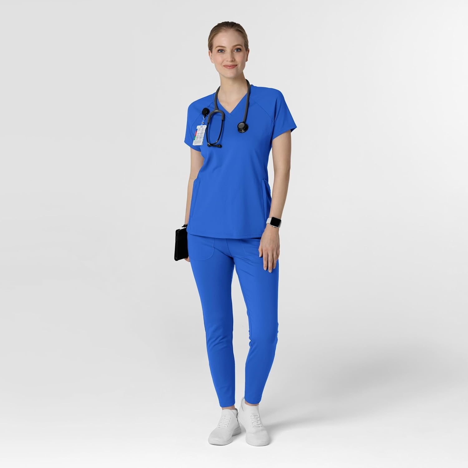 Wink Renew Knit Women’s Flex-n-Reach V-Neck Raglan Scrub Top(Royal)