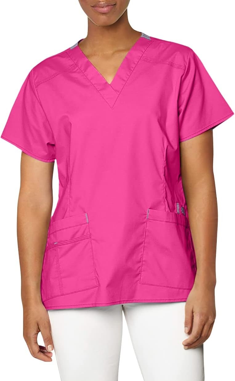 WonderWink Women’s Wonderflex Verity Scrub Top, Hot Pink, Medium