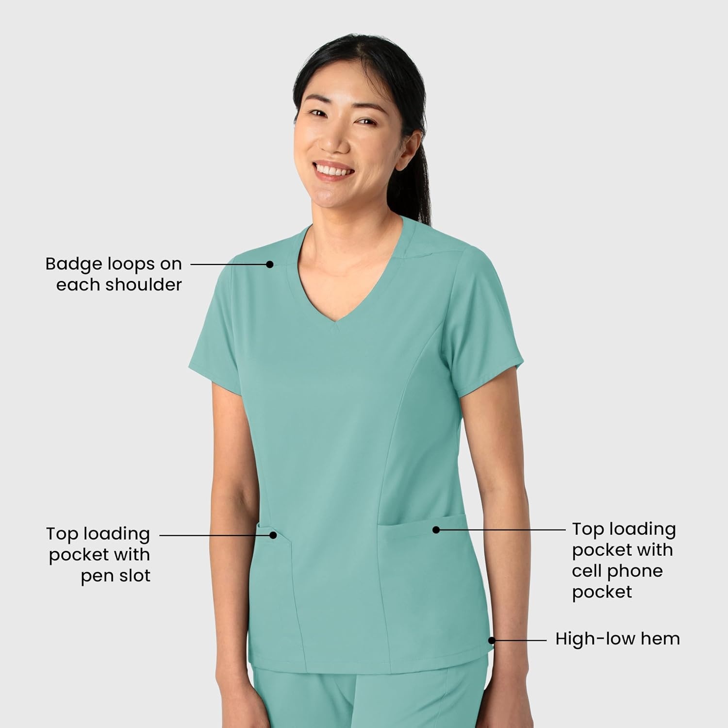 Wink Boundless Women’s 2-Pocket V-Neck Scrub Top(Turquoise)