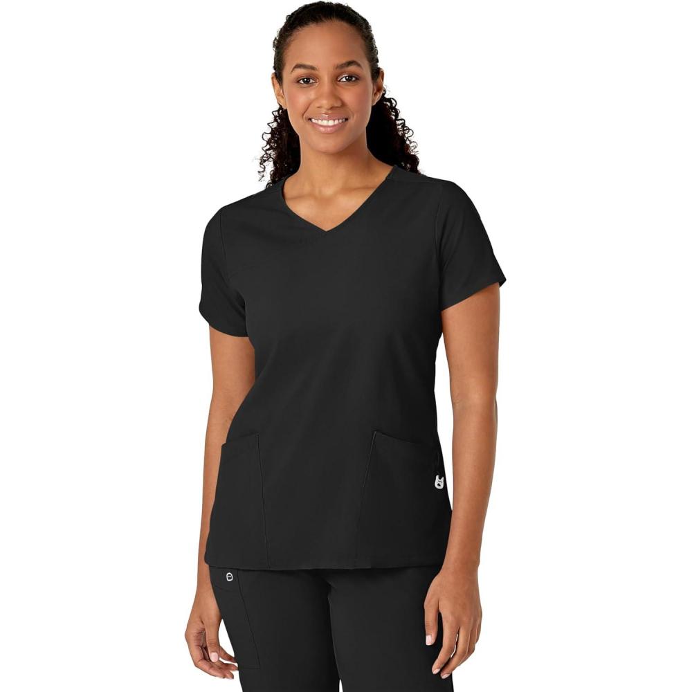 WonderWink Mens Y-Neck Wrap Top(Black)