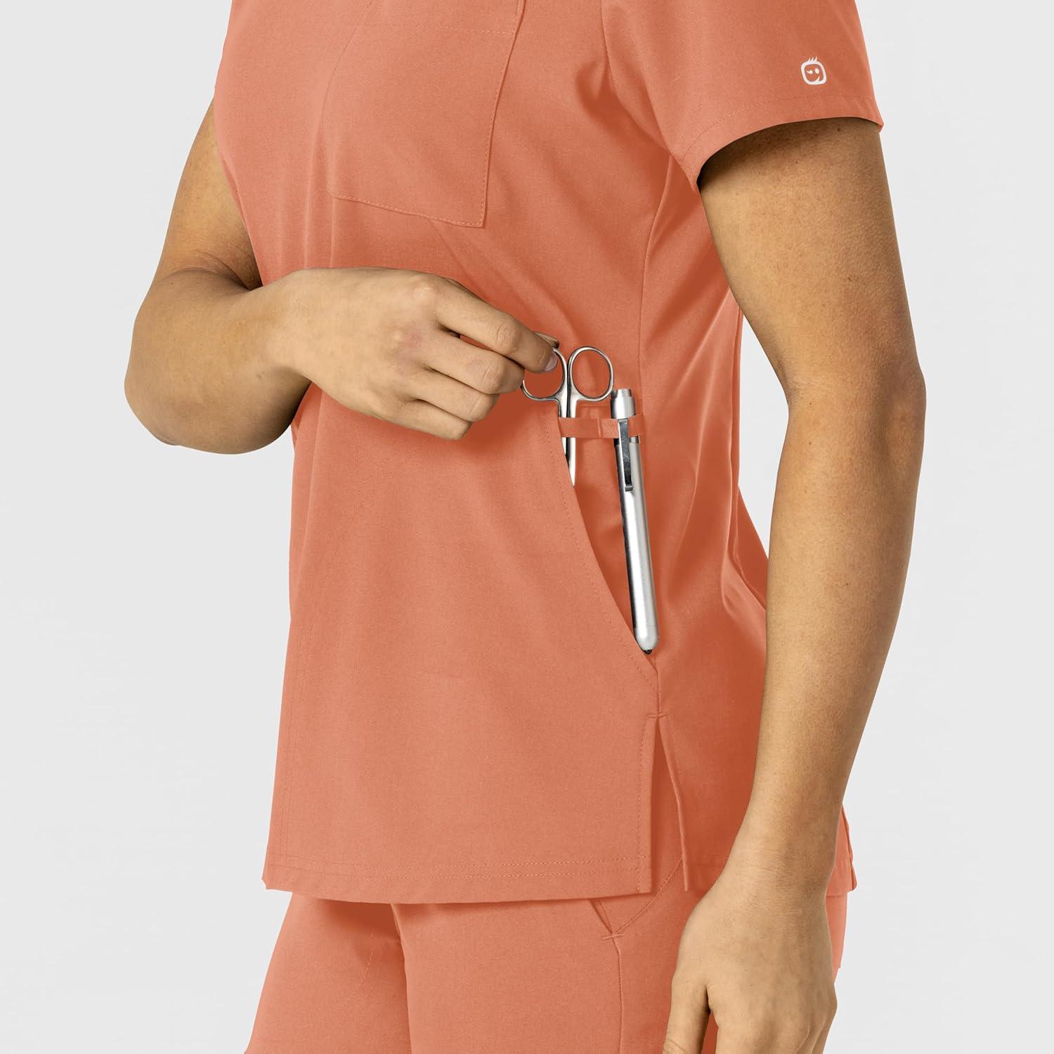 Wink W123 Women’s Flex-n-Reach V-Neck Scrub Top – Terracotta, M