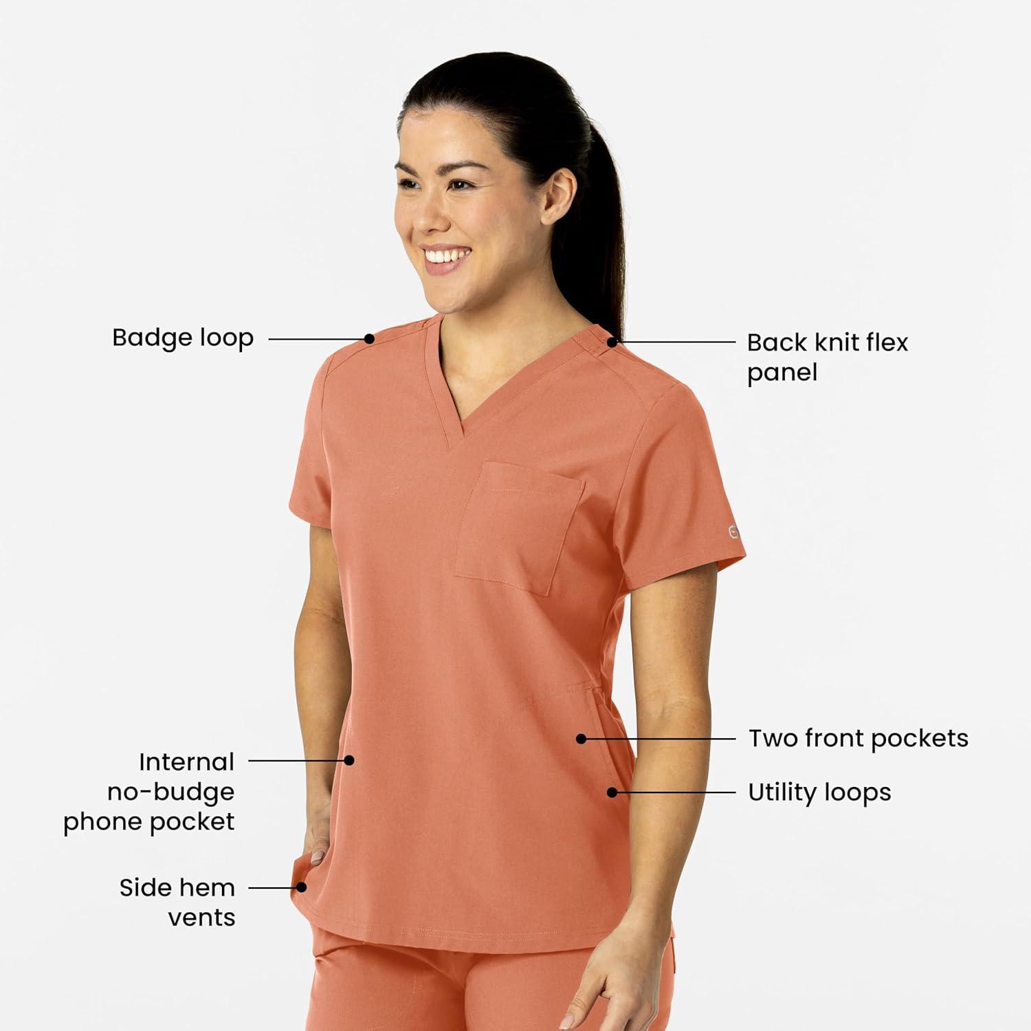 Wink W123 Women’s Flex-n-Reach V-Neck Scrub Top – Terracotta, M