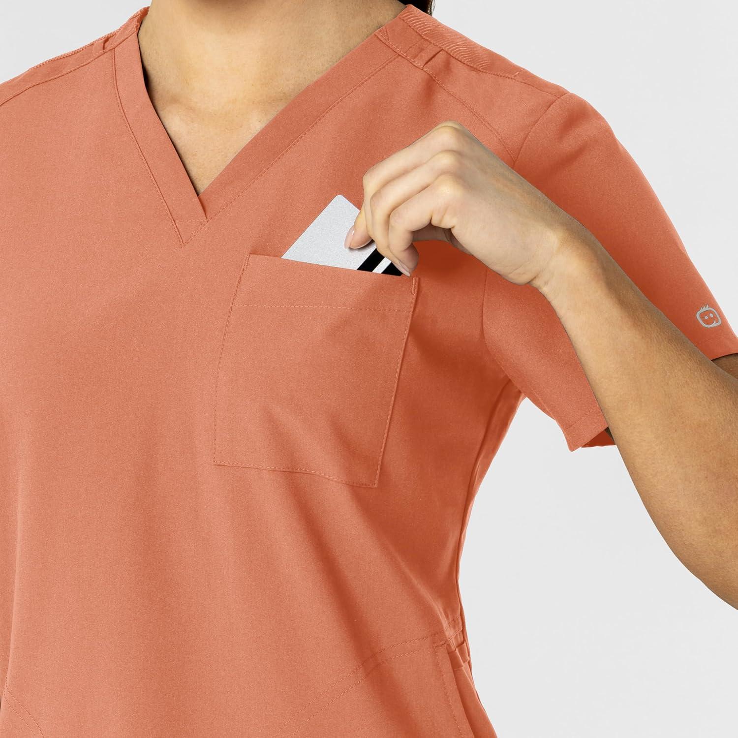 Wink W123 Women’s Flex-n-Reach V-Neck Scrub Top – Terracotta, M