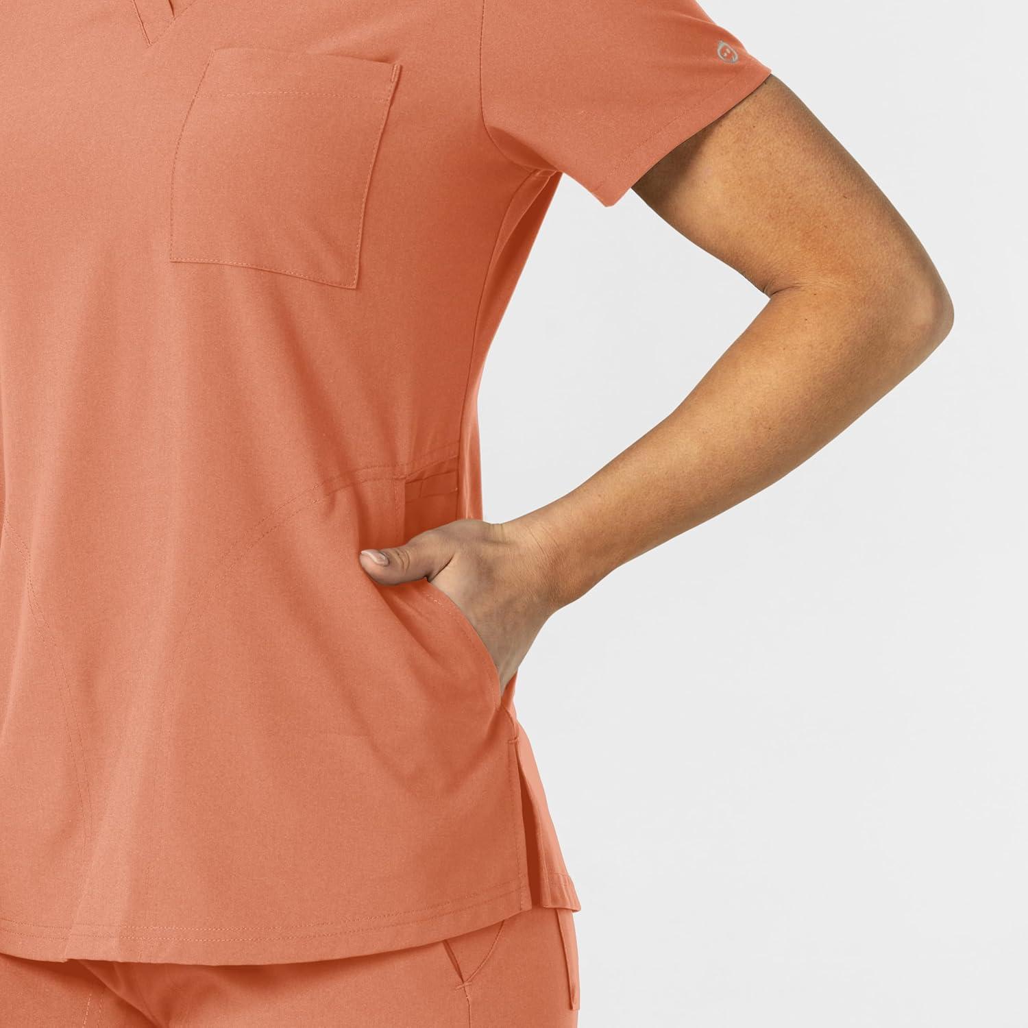 Wink W123 Women’s Flex-n-Reach V-Neck Scrub Top – Terracotta, M