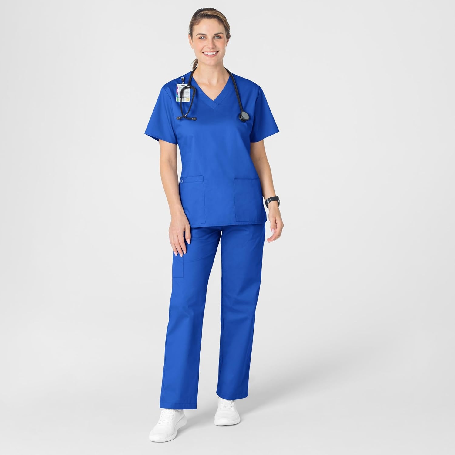 Wink WonderWORK Women’s V-Neck Scrub Top, Royal, 2XL
