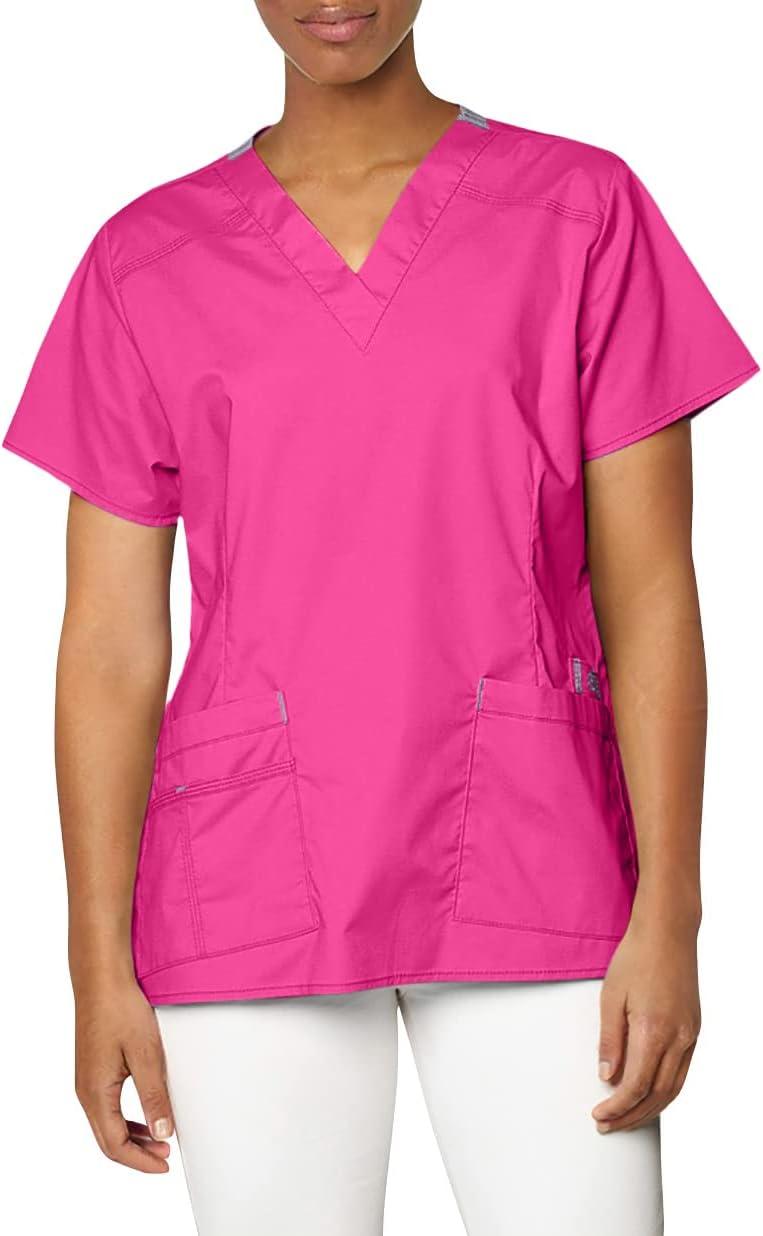 WonderWink Women’s Wonderflex Verity Scrub Top, Hot Pink, X-Large