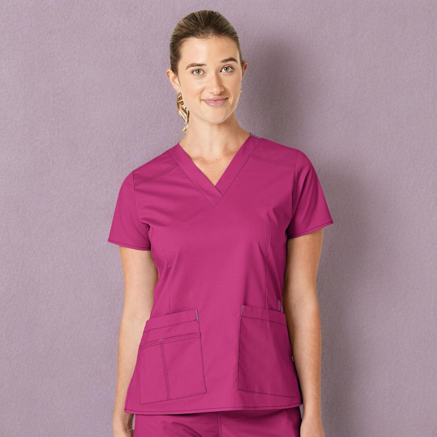 WonderWink Women’s Wonderflex Verity Scrub Top, Hot Pink, X-Large